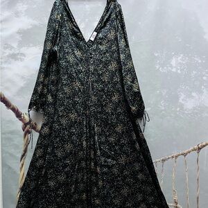 Aritzia Black-Green Floral Long Sleeve Dress by Aritzia /Little Moon